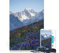 Puzzle da 1000 pezzi "Prato di montagna con fiori selvatici e neve" per adolescenti, ideale per migliorare la memoria, rilassante e divertente, con un design elegante da assemblare (50x75cm)