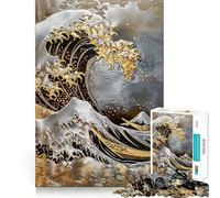 Puzzle da 1000 pezzi Precious Metal Japan Wave per adolescenti, stimola la memoria, rilassante e divertente, con un design accattivante e una piacevole sorpresa 38x26cm