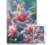 Puzzle da 1000 pezzi - Primo piano di un fiore di giglio rosa, piacevole, divertente, di precisione, stretto e senza cuciture, dimensioni del giocattolo: 50x75cm
