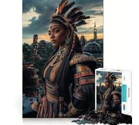 Puzzle da 1000 pezzi "Principessa guerriera in una città futuristica" Gioco di concentrazione mentale Taglio di precisione Bordi lisci Attività coinvolgente per serate tranquille (38x26cm)