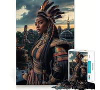Puzzle da 1000 pezzi "Principessa guerriera in una città futuristica" per adolescenti,gioco stimolante per la mente,montaggio sicuro e preciso,attività divertente per tutta la famiglia (38x52cm)