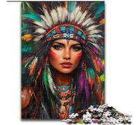 Puzzle da 1000 pezzi "Principessa indiana" per adulti e adolescenti, antistress per ammazzare il tempo durante le vacanze, con poster abbinato e foglio di quiz (26x38cm)