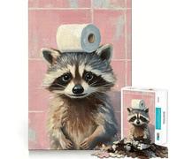 Puzzle da 1000 pezzi "Procione con carta igienica" per ragazzi, gioco di logica fine, divertimento rilassante, decorazione da parete con bordi puliti (50x75cm)