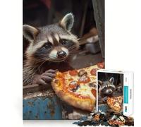 Puzzle da 1000 pezzi "Procione con pizza" per adolescenti, stimola la memoria, rilassante, taglio premium, sorpresa di compleanno (38x52cm)