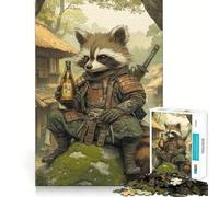 Puzzle da 1000 pezzi "Procione Samurai" per adolescenti, stimola la memoria, rilassante, taglio premium, sorpresa di compleanno (38x52cm)