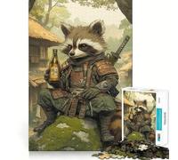 Puzzle da 1000 pezzi "Procione Samurai" per ragazzi, gioco di logica fine, divertimento rilassante, decorazione da parete con bordi puliti (38x26cm)