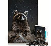 Puzzle da 1000 pezzi "Procione sotto il cielo notturno" per adolescenti, gioco per allenare la mente, design rilassante, regalo prezioso (38x26cm)