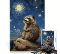 Puzzle da 1000 pezzi Procione sotto un cielo stellato per ragazzi, gioco intelligente per interni, taglio preciso, (38x26cm)
