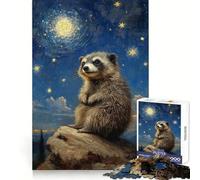 Puzzle da 1000 pezzi "Procione sotto un cielo stellato" per ragazzi Puzzle che migliora la memoria, rilassante e confortevole, con incastri precisi, ideale come regalo festivo (50x75cm)