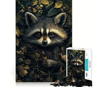 Puzzle da 1000 pezzi "Procione tra le foglie" per ragazzi, gioco di logica fine, divertimento rilassante, decorazione da parete con bordi puliti (38x52cm)