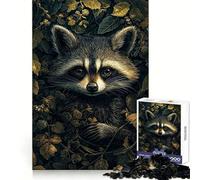 Puzzle da 1000 pezzi "Procione tra le foglie" per ragazzi, gioco di logica fine, divertimento rilassante, decorazione da parete con bordi puliti (38x52cm)