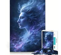 Puzzle da 1000 pezzi "Profilo di donna celeste",con giunture lisce,divertente gioco di abilità,gioco casual,decorazione natalizia (38x52cm)