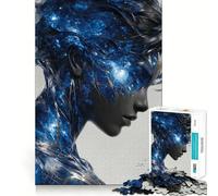 Puzzle da 1000 pezzi "Profilo di donna celeste",ritaglio accurato,gioco di abilità mentale,gioco facile,regalo di Natale (50x75cm)