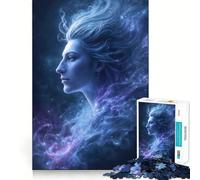 Puzzle da 1000 pezzi "Profilo di donna celeste",taglio preciso,gioco di abilità mentale,gioco facile,regalo di Natale (38x26cm)