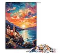Puzzle da 1000 pezzi "Psichedelica colorata sulla Costiera Amalfitana" per adulti gioco di puzzle in legno impegnativo 1000 pezzi (38x26 cm)