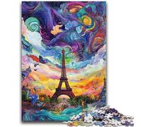 Puzzle da 1000 pezzi "Psichedelico Eiffel", per bambini dai 14 anni in su, decorazione per la casa, regalo per tutta la famiglia e gli amici, 50x75cm