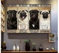 Puzzle da 1000 pezzi Pug Dog Be Strong Be Brave Be Humble Be Badass Dog Lover Puzzle Puntelli per adulti e famiglie Puzzle in legno Bambini Puzzle Giocattoli Regali Festa dei bambini