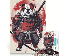 Puzzle da 1000 pezzi "Pull Dog Warrior Japan" per adulti, ideale per rafforzare la memoria, attività domestica, bordi netti, regalo festivo (38x26cm)