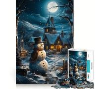 Puzzle da 1000 pezzi "Pupazzo di neve di notte" per adulti, gioco per allenare la mente, morbido e rilassante, da assemblare, un regalo perfetto (50x75cm)
