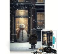 Puzzle da 1000 pezzi "Pupazzo di neve III" per adolescenti, ideale per migliorare la memoria, per un relax informale e per esporre opere d'arte dai tagli netti (38x26cm)