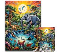 Puzzle da 1000 pezzi, puzzle artistici a forma di elefante per adulti, relax e sfida, decorazioni artistiche colorate per la casa, amici, 26X38CM/10,23x14,96 pollici.