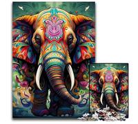 Puzzle da 1000 pezzi, puzzle artistici a forma di elefante per adulti, relax e sfida, decorazioni artistiche colorate per la casa, amici, 26X38CM/10,23x14,96 pollici.