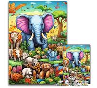 Puzzle da 1000 pezzi, puzzle artistici a forma di elefante per adulti, relax e sfida, decorazioni artistiche colorate per la casa, amici, 26X38CM/10,23x14,96 pollici.