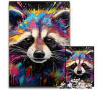 Puzzle da 1000 pezzi, puzzle artistici a forma di procione per adulti, relax e sfida, decorazioni artistiche colorate per la casa, amici, 50x75CM/19,68x29,52 pollici