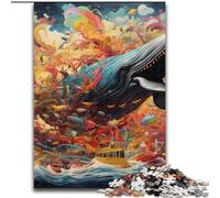 Puzzle da 1000 pezzi, puzzle colorati a forma di balena, difficili da realizzare per adulti, dimensioni 50x75cm, ideali per gli innamorati, perfetti come regalo di Natale, Capodanno e San Valentino.