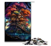 Puzzle da 1000 pezzi puzzle colorati psichedelici fantasy naturali case sull'albero per adulti gioco di puzzle in legno per famiglie (dimensioni 75x50 cm)
