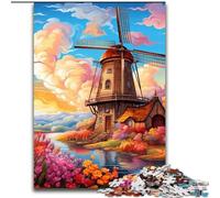 Puzzle da 1000 pezzi, puzzle colorato con mulino a vento, per adulti, dimensioni 50x75cm, gioco interattivo per famiglie, decorazione fai da te per la casa, sfida per il cervello, regalo