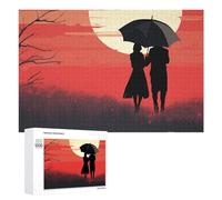Puzzle da 1000 pezzi, puzzle con due persone sotto l'ombrello, puzzle personalizzato in legno per adulti, foto puzzle arte da appendere alla parete, decorazione per compleanno, matrimonio, San
