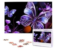 Puzzle da 1000 pezzi, puzzle con farfalla viola per adulti impegnativi puzzle con immagine personalizzata puzzle in legno 75 x 50 cm