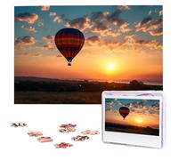 Puzzle da 1000 pezzi - Puzzle con mongolfiera al tramonto per adulti impegnativi puzzle con immagine personalizzata puzzle in legno 75 x 50 cm