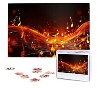 Puzzle da 1000 pezzi - Puzzle con note musicali a fiamma rossa, per adulti, puzzle impegnativo con immagine personalizzata, puzzle in legno 75 x 50 cm