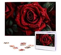 Puzzle da 1000 pezzi - Puzzle con rosa rossa per adulti impegnativo puzzle con immagine personalizzata puzzle in legno 75 x 50 cm