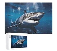 Puzzle da 1000 pezzi, puzzle con squalo bianco, puzzle personalizzato in legno per adulti, foto puzzle arte da appendere alla parete, decorazione per compleanno, matrimonio, San Valentino