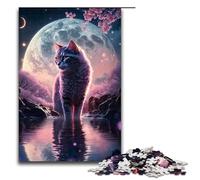 Puzzle da 1000 pezzi, puzzle da favola con gatto al chiaro di luna, puzzle per adulti, gioco di puzzle in legno per famiglie, 1000 pezzi