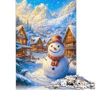 Puzzle da 1000 pezzi "Puzzle del paese delle meraviglie invernale con pupazzo di neve" per adulti, puzzle in legno, gioco educativo per adulti e bambini, 1000 pezzi (75x50 cm)