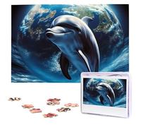 Puzzle da 1000 pezzi - Puzzle della Terra dei delfini per adulti puzzle impegnativo puzzle con immagine personalizzata puzzle in legno 75 x 50 cm