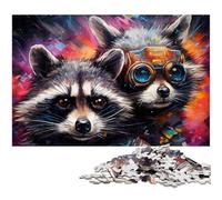 Puzzle da 1000 pezzi, puzzle fantasy con procione, per adulti, relax e sfida, decorazioni per la casa colorate, amici, 50x75CM/19,68x29,52 pollici.