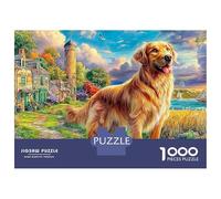 Puzzle da 1000 pezzi "Puzzle Flying Puppy" con cane in un campo panoramico per adulti, giochi educativi, bellissime decorazioni, regali di compleanno difficili e stimolanti, 70x50 cm/1000 pezzi