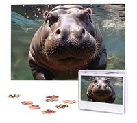 Puzzle da 1000 pezzi - Puzzle ippopotamo subacqueo per adulti impegnativi puzzle con immagine personalizzata puzzle in legno 75 x 50 cm