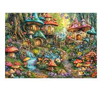Puzzle da 1000 pezzi, puzzle per adulti, un puzzle impegnativo, per tutta la famiglia, regali per donne, regali per uomini, tema: villaggio di funghi animali