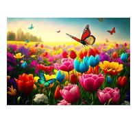 Puzzle da 1000 pezzi, puzzle per adulti, un puzzle impegnativo, per tutta la famiglia, regali per donne, regali per uomini, tema: fiori e farfalle