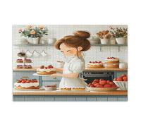 Puzzle da 1000 pezzi - Puzzle per adulti Una ragazza carina sta cuocendo torte