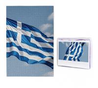 Puzzle da 1000 pezzi, puzzle personalizzato, con custodia, bandiera greca, puzzle impegnativo per adulti, decorazione per la casa (50 x 75 cm)