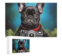 Puzzle da 1000 pezzi Puzzle personalizzato per adulti Bulldog francese cucciolo con fotocamera Puzzle personalizzati da foto Puzzle in legno classico per famiglia matrimonio compleanno Valen