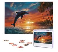 Puzzle da 1000 pezzi Puzzle personalizzato per adulti Delfini e palme Puzzle con immagini Puzzle personalizzati da foto Puzzle in legno classico per regali di compleanno di nozze in famiglia