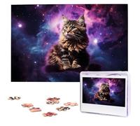 Puzzle da 1000 pezzi Puzzle personalizzato per adulti gatto seduto all'interno della nebulosa Puzzle con immagini puzzle personalizzati da foto Puzzle in legno classico per regali di compleanno di